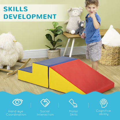 HOMCOM 2-Piece Soft Playset for Toddlers, Climbing, Crawling, For ages 12-36 Months, Red
