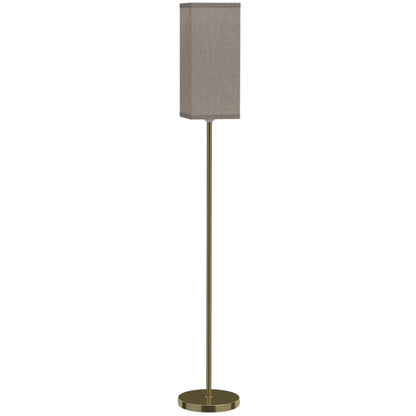 HOMCOM Floor Lamp, Modern Standing Lamp with Linen Shade and Foot Switch, Tall Lamps for Bedroom, Bulb not Included, Gold Tone