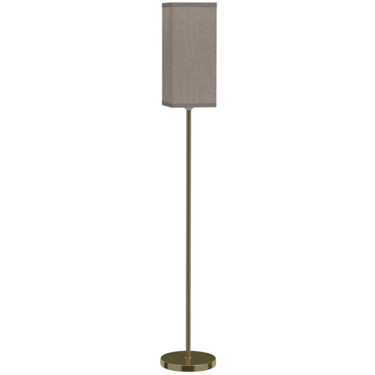 HOMCOM Floor Lamp, Modern Standing Lamp with Linen Shade and Foot Switch, Tall Lamps for Bedroom, Bulb not Included, Gold Tone