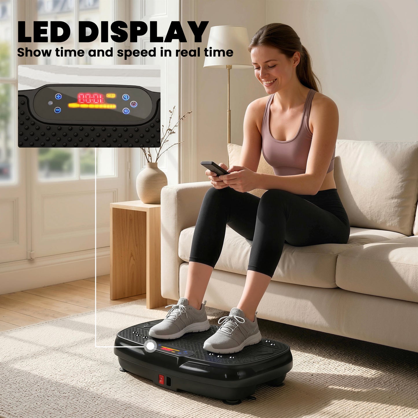 SPORTNOW Vibration Plate Exercise Machine with 120 Speed Levels, 5 Programs, Quiet Vibrating Plate with Resistance Bands