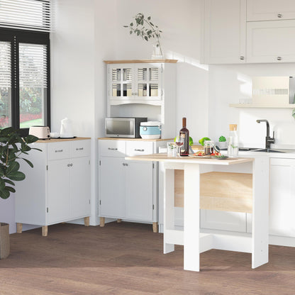 HOMCOM Folding Dining Table, Space-Saving Drop Leaf Kitchen Table for 4-6 People, Multi-functional Desk for Small Space, Flat & Studio, Modern Breakfast Table, Oak and White