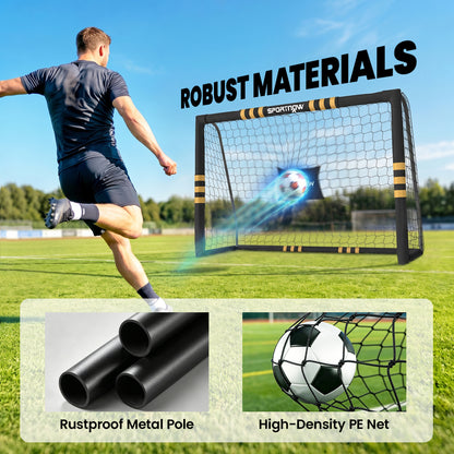 SPORTNOW Football Goal, 8 x 5ft Portable Football Net with EPE Foam Padding, PVC Tube Covers Ground Stakes and Metal Frame
