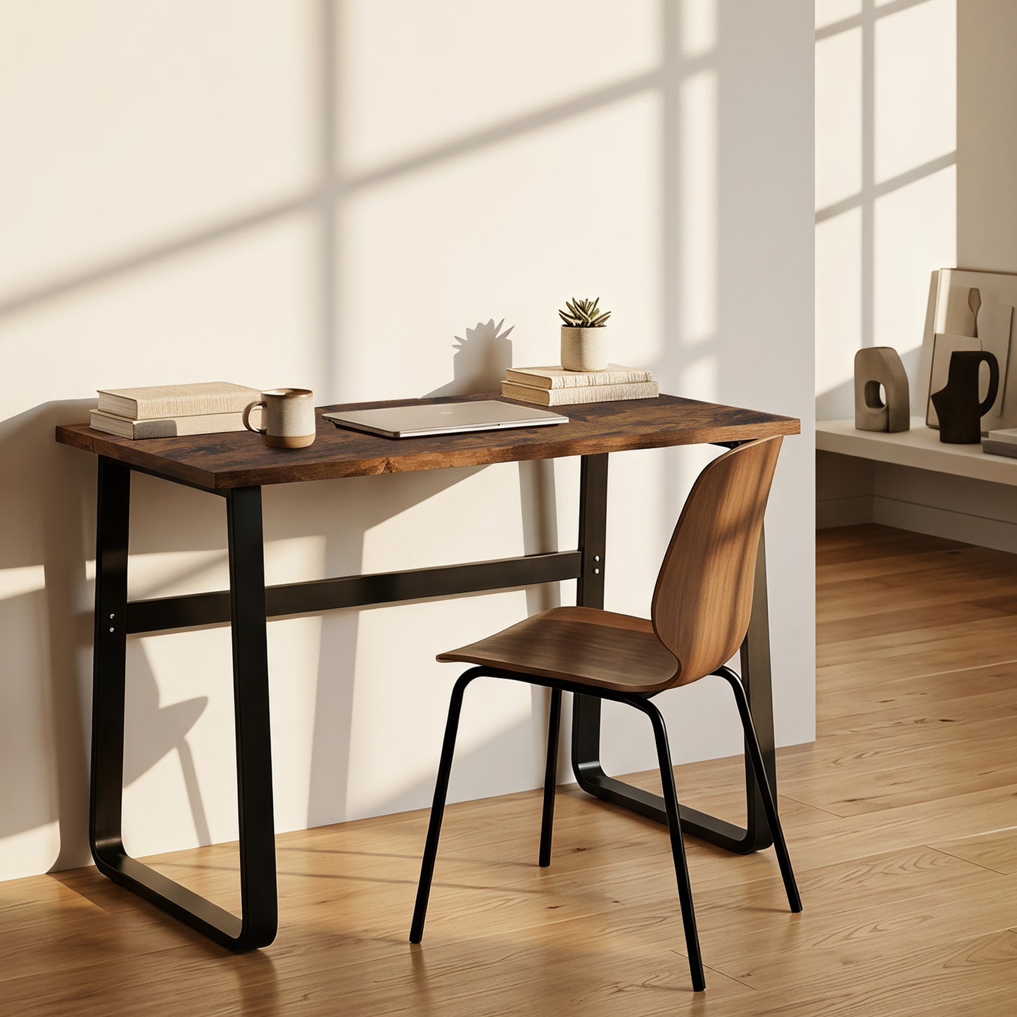 HOMCOM Industrial Writing Desk With Metal Legs, 100 x 58 x 74.5cm, Rustic Brown and Black