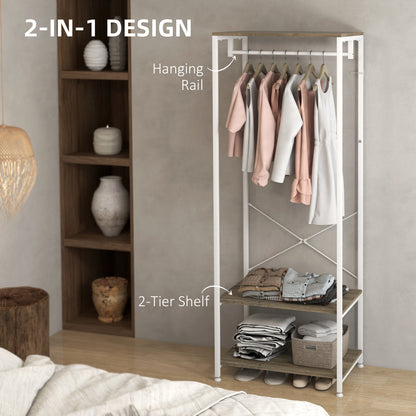 HOMCOM Hallway Coat Rack and Shoe Bench Tree - Grey