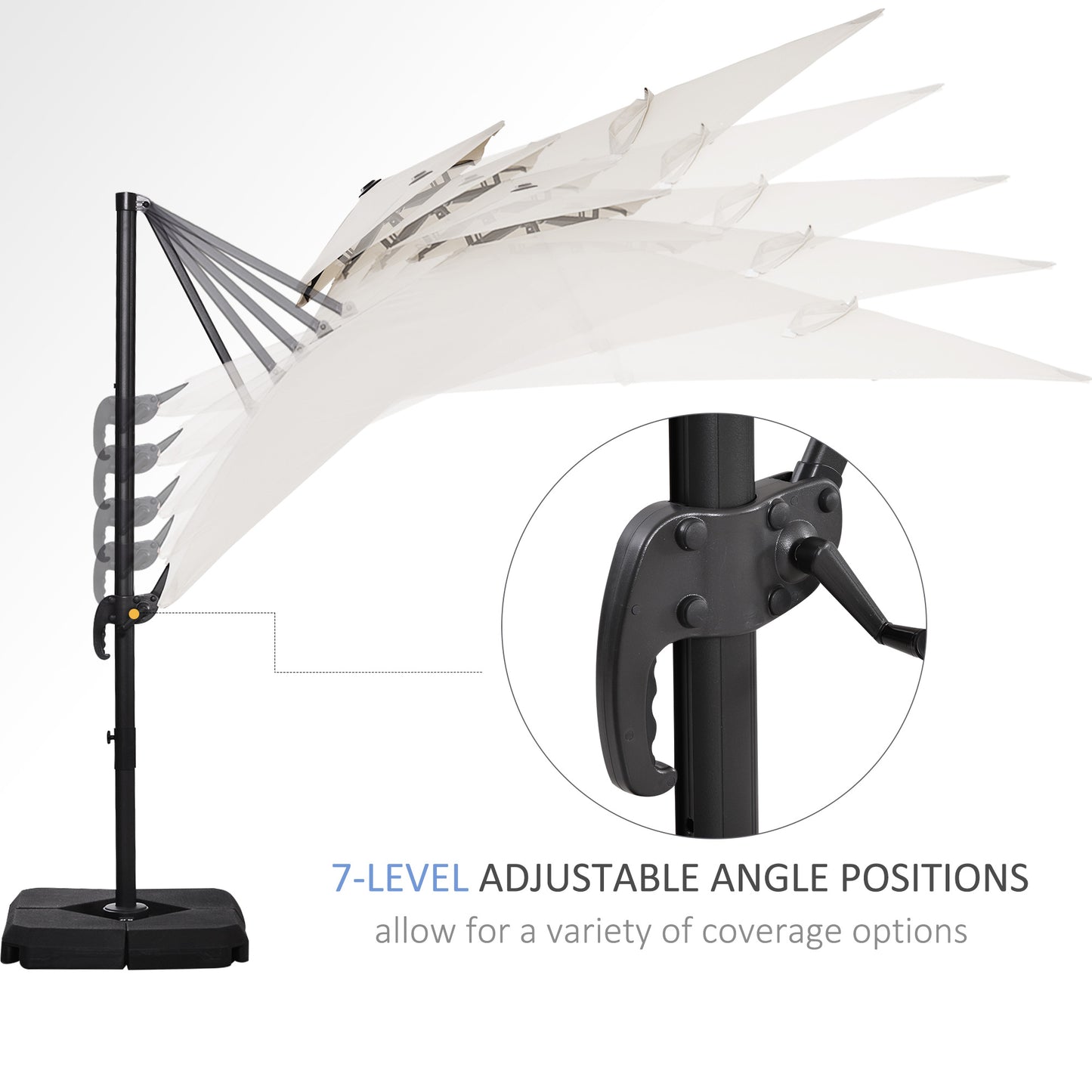 Outsunny Steel Frame Outdoor Roma Cantilever Umbrella