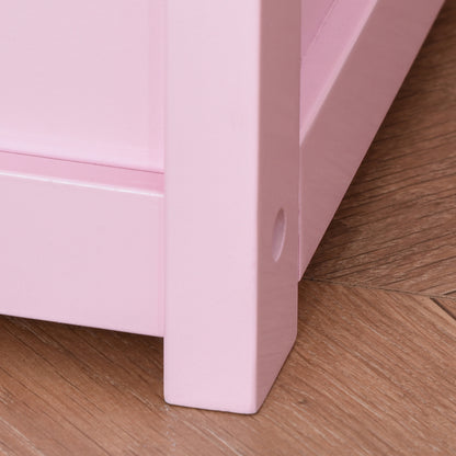 HOMCOM 2 In 1 Wooden Toy Box, Seat Storage Bench, Storage Chest Cabinet Organiser with Safety Pneumatic Rod, Pink