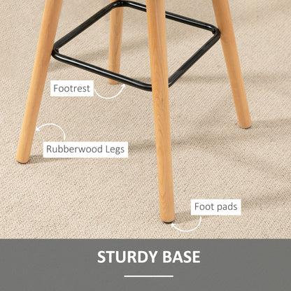 HOMCOM Breakfast Bar Stool Set of 2 Armless Button-Tufted Counter Height Bar Chairs with Wood Legs & Footrest, Grey
