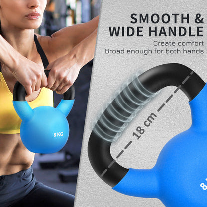 HOMCOM Kettlebell, 8kg Kettle Bell with Non-Slip Handle for Home Gym Weight Lifting and Strength Training, Blue