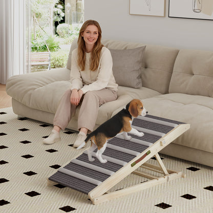 PawHut Dog Ramp for Couch, Adjustable Folding Pet Ramp, 4 Adjustable Height Dog Climbing Ladder, 35/43/47/50 cm Height--ChewyGames-ChewyGames