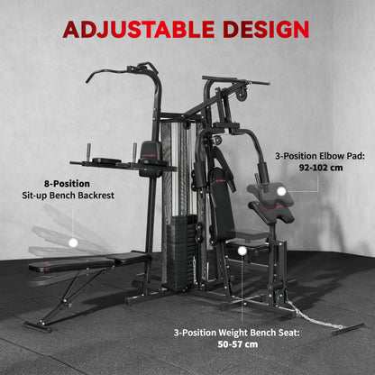 SPORTNOW All-in-One Home Gym Machine, Multifunctional Power Cage with 69 kg Weight Stack and Pulley System, Black