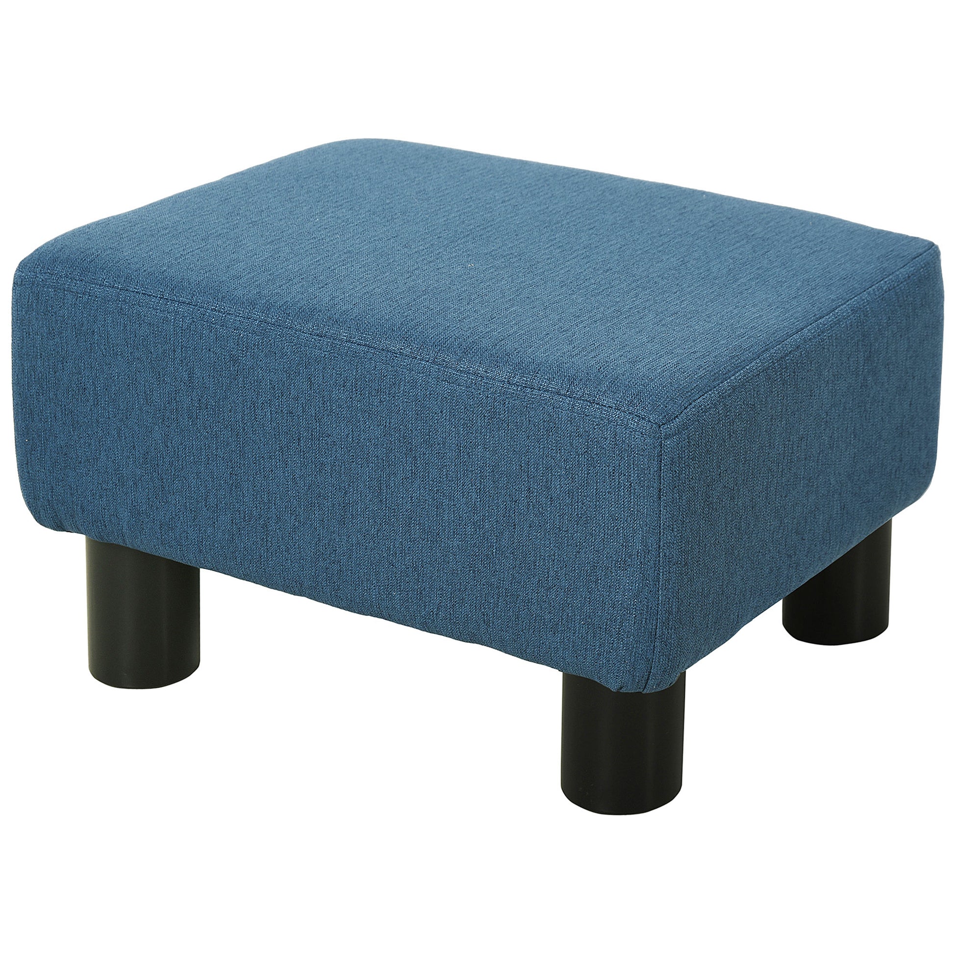 HOMCOM Linen Fabric Footstool Ottoman Cube with 4 Plastic Legs, Blue--ChewyGames-ChewyGames