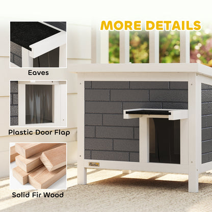 PawHut Outdoor Cat House Insulated with Openable Roof, Weatherproof Feral Cat Shelter for Rabbits, Cats, Grey--ChewyGames-ChewyGames