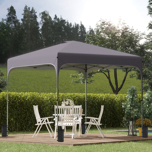 Outsunny 3 x 3(M) Pop Up Gazebo, UPF 50+ Foldable Canopy Tent with Wheeled Carrybag, 4 Leg Weight Bags, Height Adjustable Marquee Shelter 1 person easy setup for Outdoor Garden Patio Party, Dark Grey--ChewyGames-ChewyGames