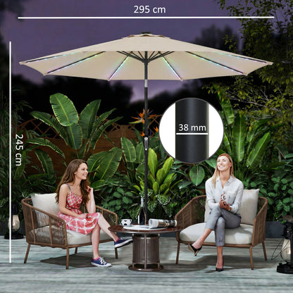 Outsunny 3 m Garden Parasol Umbrella with 112 Solar Powered LED Lights, Patio Umbrella with Crank Handle, Beige--ChewyGames-ChewyGames