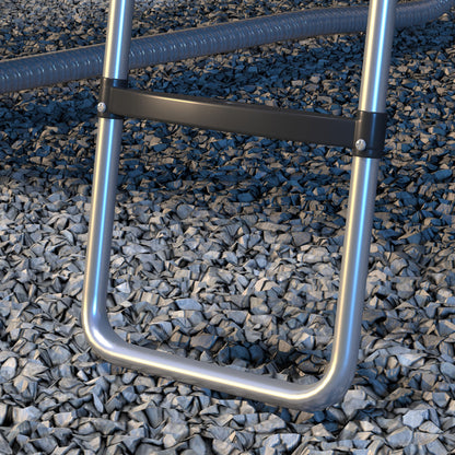 SPORTNOW Galvanised Steel Trampoline Ladder, 2 Steps/3 Steps Outdoor Trampoline Accessories for 6ft, 8ft, 10ft, 12ft, 13ft, 14ft, 16ft Trampoline, 110L x 32Wcm, Silver Tone