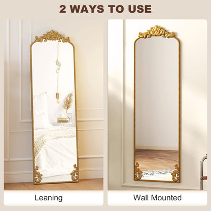 HOMCOM Full Length Mirror, 50 x 160 cm Floor Mirror with Baroque Metal Frame for Bedroom, Living Room, Dressing Room, Gold Tone