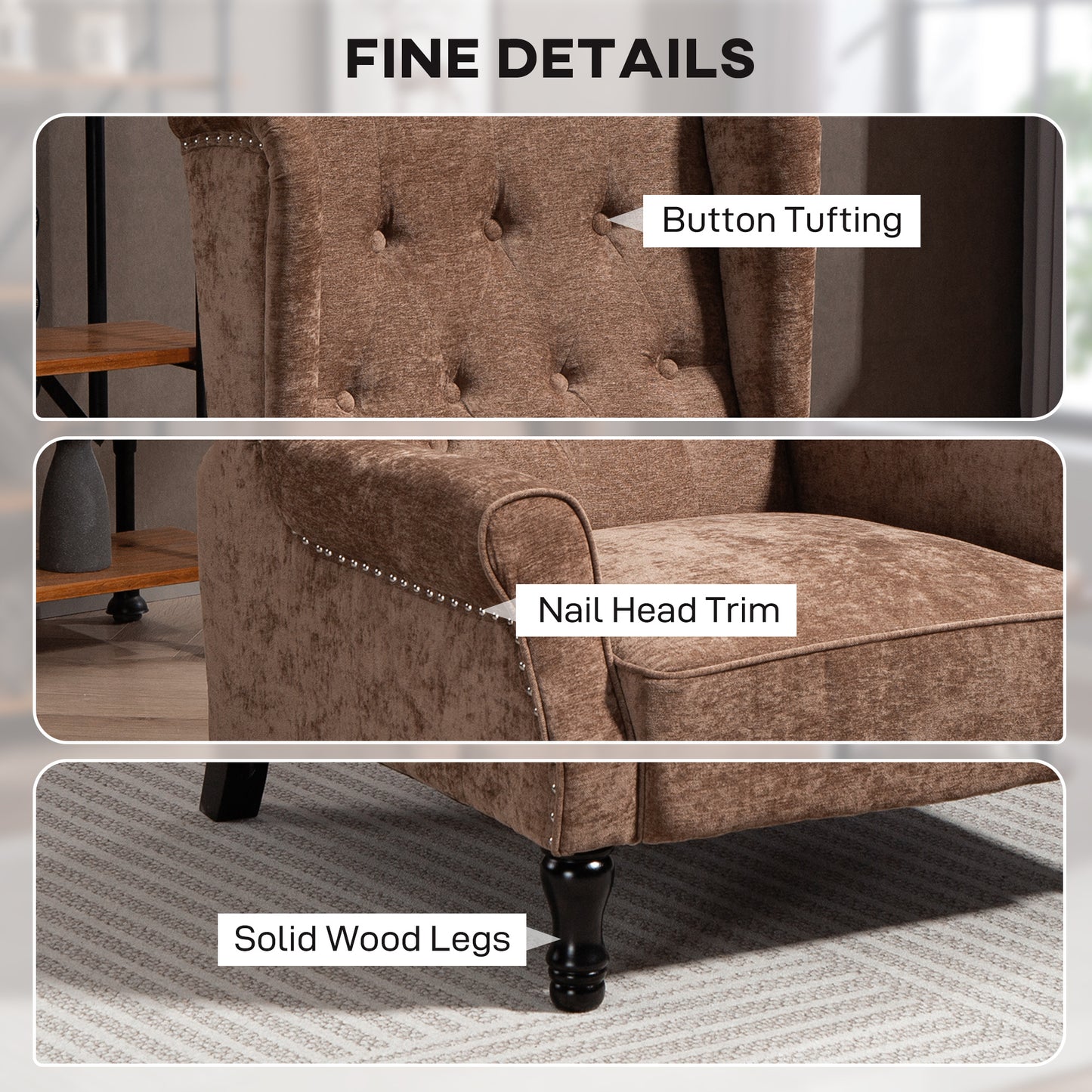 HOMCOM 150° Reclining Vintage Armchair, with footrest - Brown