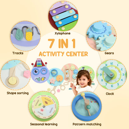 AIYAPLAY Caterpillar Busy Board with 7 Activities, for Nursery, Playroom, Home, for 3+ Years--ChewyGames-ChewyGames