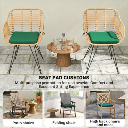 Outsunny Set of 6 Chair Cushion Seat Pads Dining Chair w/ Straps, Indoor Outdoor Removable Tie On Garden Patio, Green