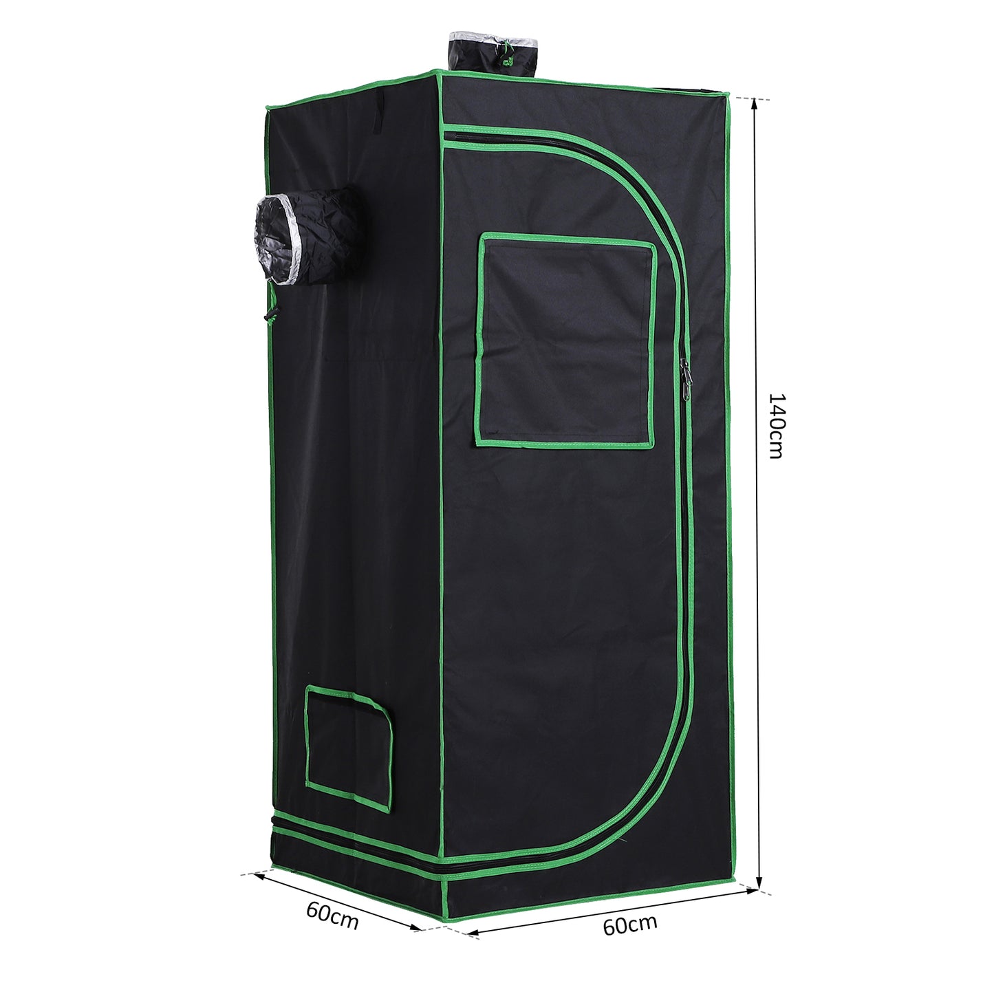 Outsunny Grow Tent Reflective Mylar Hydroponic with Adjustable Vents and Floor Tray for Indoor Plant Growing, 60 x 60 x 140 cm (24.5" x 24.5" x 55")