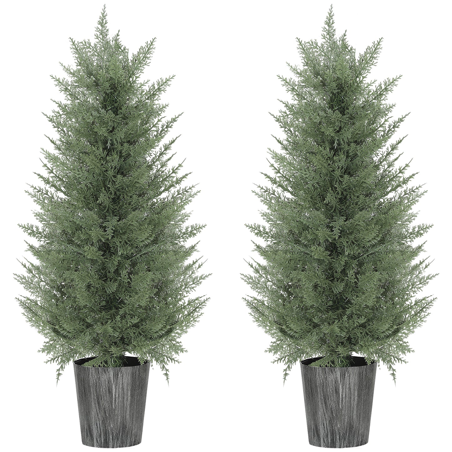 HOMCOM 90cm Artificial Cypress Trees Set of 2, UV Resistant Artificial Plants with Decorative Pot, Fake Plants for Indoor Outdoor Decor, Green--ChewyGames-ChewyGames