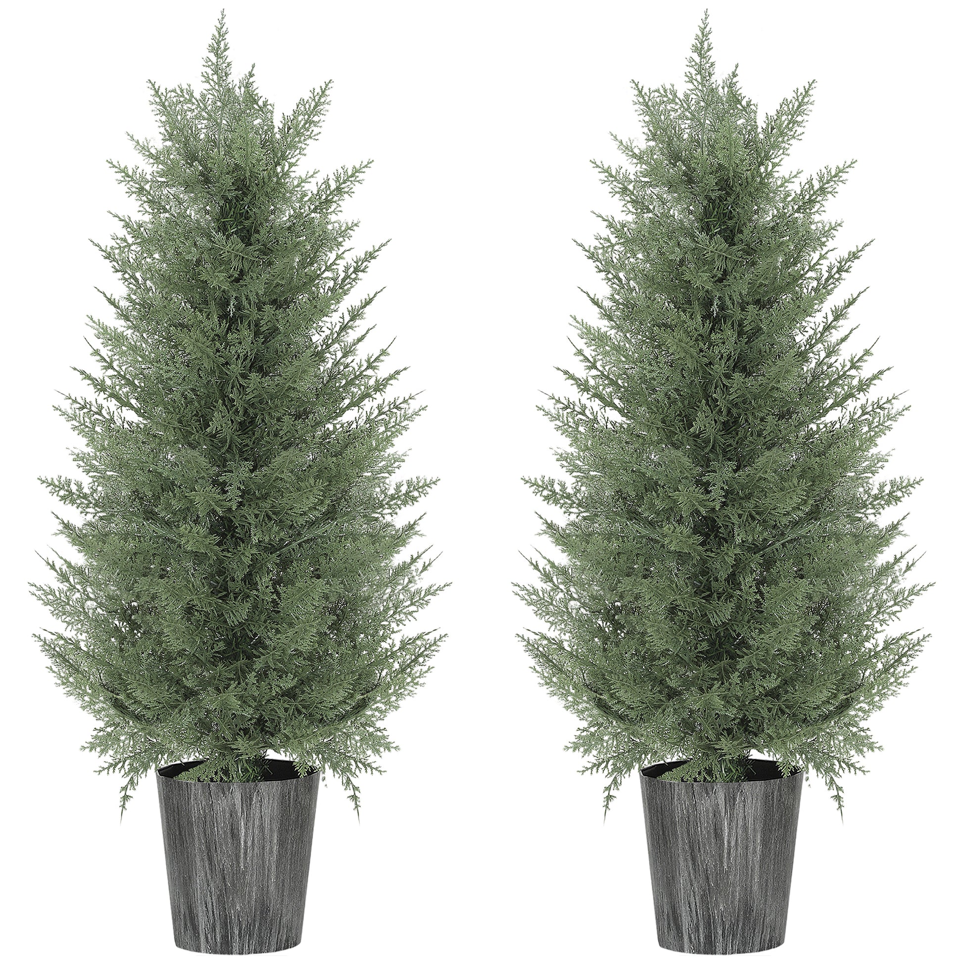 HOMCOM 90cm Artificial Cypress Trees Set of 2, UV Resistant Artificial Plants with Decorative Pot, Fake Plants for Indoor Outdoor Decor, Green--ChewyGames-ChewyGames