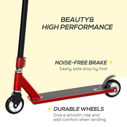 HOMCOM Stunt Scooter, 360° Entry Level Tricks Scooter w/ Lightweight Aluminium Deck and ABEC 7 Bearing, For Age 14+ Beginners, Red--ChewyGames-ChewyGames