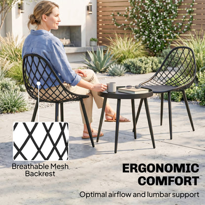 Outsunny 3-Piece Outdoor Bistro Set with 2 Chairs and Round Table for Garden, Balcony, Porch, Black--ChewyGames-ChewyGames