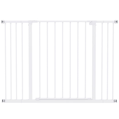 PawHut Dog Gate Pet Safety Gate Stair Barrier Pressure Mount Adjustable 76-82/86-97/101-107 cm, White