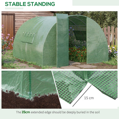 Outsunny Reinforced Walk in Polytunnel Greenhouse, 4x3x2 m--ChewyGames-ChewyGames