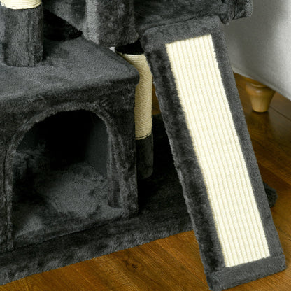 PawHut Cat Tree for Indoor Cats 81cm Cat Scratching Post Scratch Board Kitten Tower Climbing Frame, Black