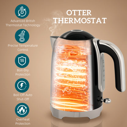 HOMCOM Retro Toaster and Kettle Set - Black--ChewyGames-ChewyGames