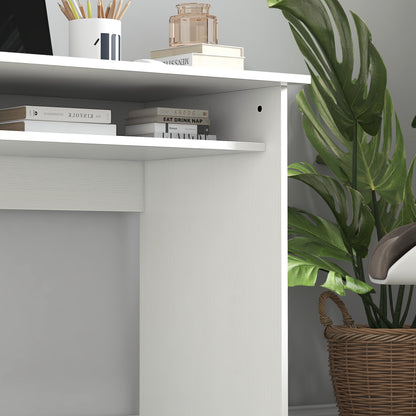 HOMCOM Modern Computer Desk, Home Office Table, Small Writing Desk with Storage Shelf, 90 x 50cm, White Wood Grain