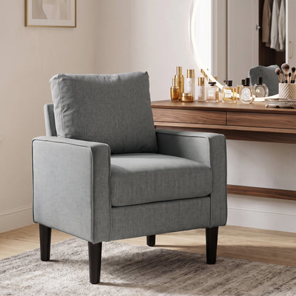 HOMCOM Accent Chair, Removable Pillow Linen Armchair with Comfy Spring Cushion for Living Room, Bedroom, Study, Dark Grey