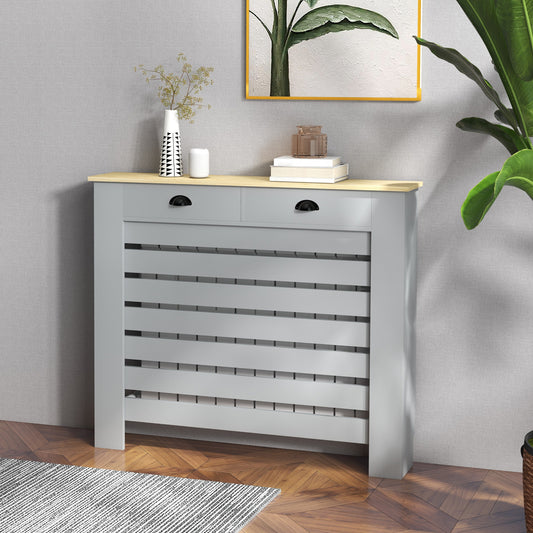 HOMCOM 95.5H x 111Wcm Radiator Cover, with Drawer - Grey--ChewyGames-ChewyGames