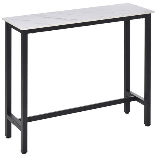 HOMCOM Rectangular Bar Table, Wood Effect Coffee Table for Small Space, Breakfast Dining, Kitchen, Industrial, White & Black