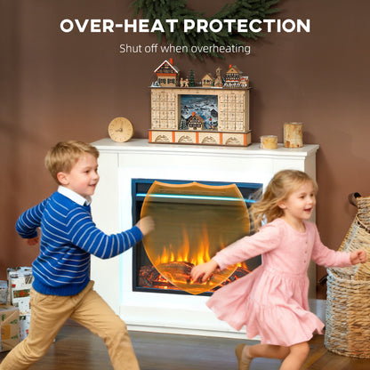 HOMCOM 2000W 6824 BTU Faux Flame Fireplace - White