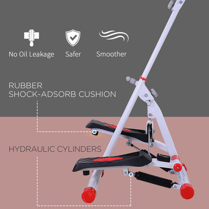 HOMCOM Stepper w/ Handle Hand Grip Workout Fitness Machine For Fitness Aerobic Exercise Home Gym Red