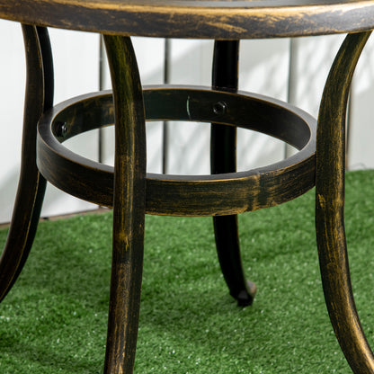 Outsunny Outdoor Garden Table, Cast Aluminium Patio End Table with Anti-slip Foot Pads for Garden, Patio, Balcony, 60 x 60 cm, Bronze Tone