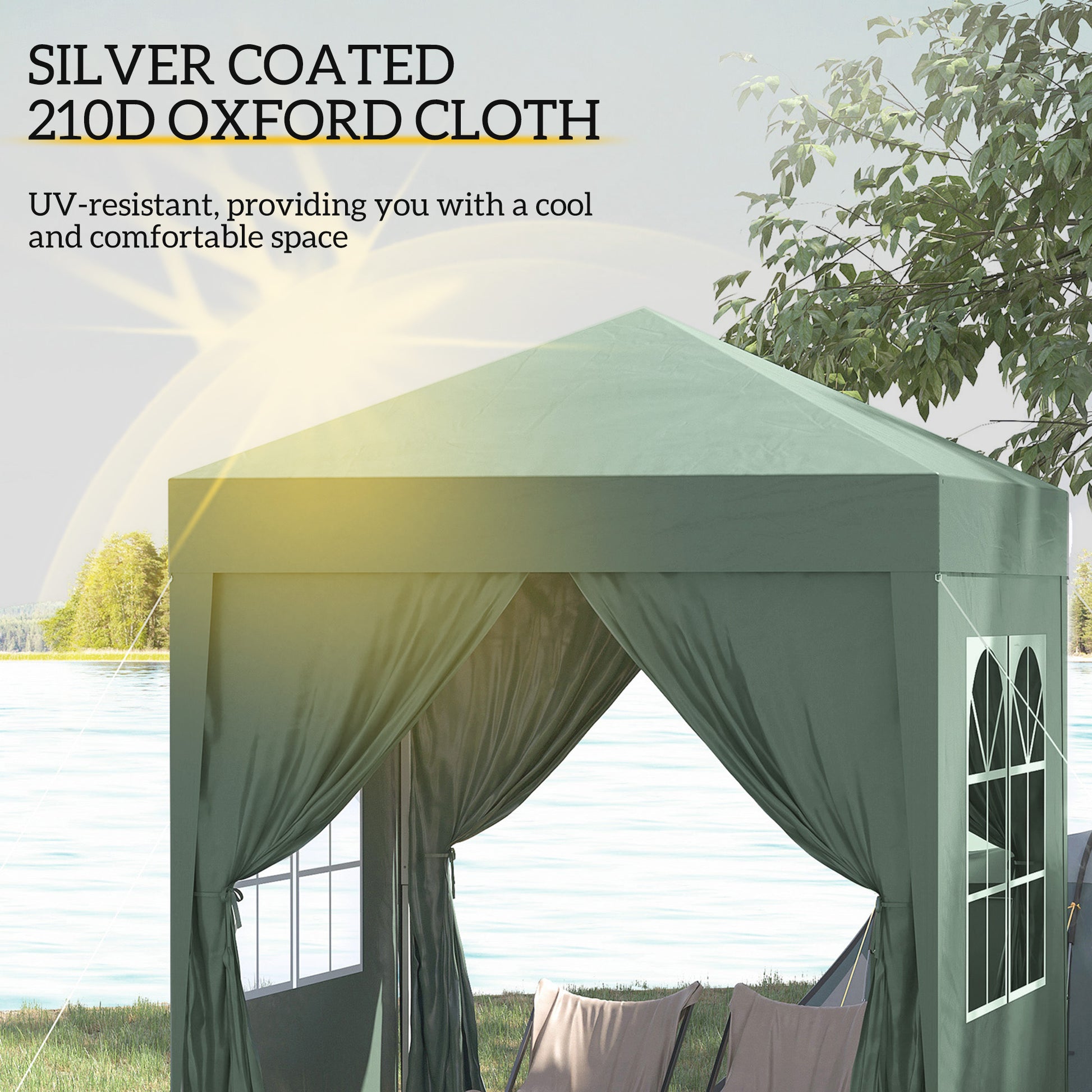 Outsunny 2 x 2 m Garden Pop Up Gazebo, Wedding Party Tent Marquee, Water Resistant Awning Canopy with Sidewalls, Windows, Carry Bag, Green--ChewyGames-ChewyGames