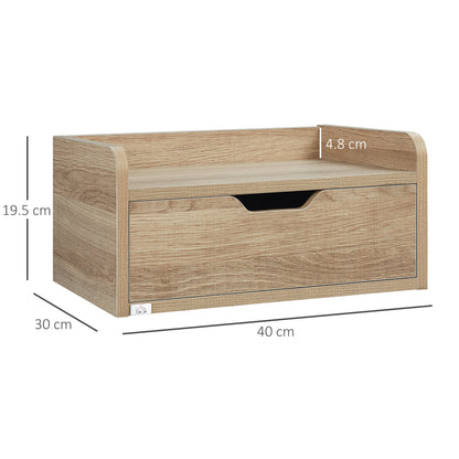 HOMCOM Floating Nightstands Set of 2, Wall Mounted Bedside Table with Drawer for Bedroom, Natural