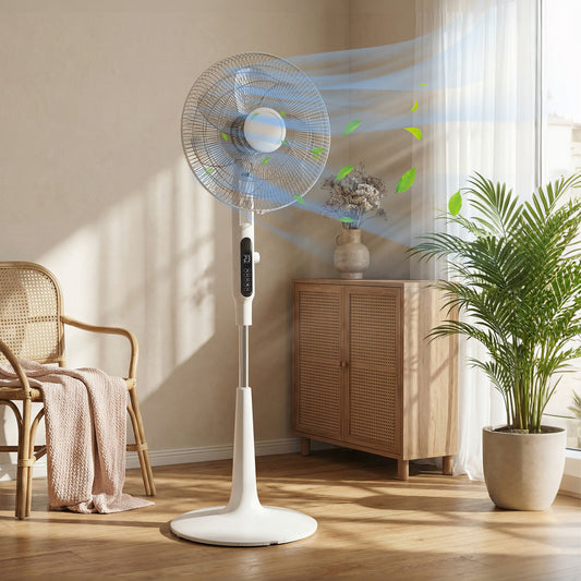 HOMCOM Three Mode Pedestal Fan, with Insect Repellant Box and LED Panel - White--ChewyGames-ChewyGames