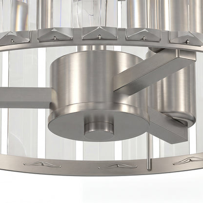 HOMCOM Semi Flush Mount Modern Crystal Chandelier Ceiling Light, Crystal Ceiling Light Fixture with E14 Base, Silver Tone