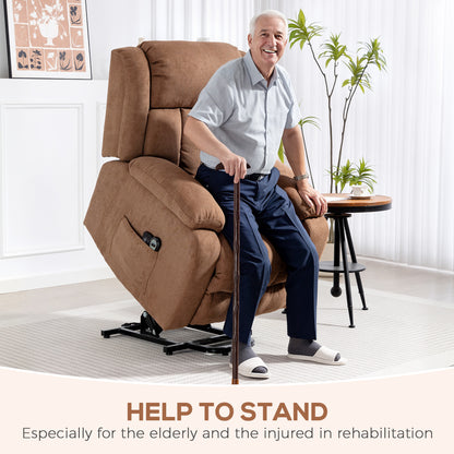 HOMCOM Power Lift Recliner Chair with Vibration Massage, Lift Chair for Elderly with Footrest, Remote, Side Pocket, Brown