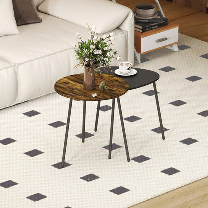 HOMCOM Nesting Side Table Set of 2 - Rustic Brown--ChewyGames-ChewyGames