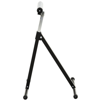 HOMCOM Set of 2 Folding Roller Stand, Material Support Pedestal with Ball Bearing Roller Height Adjustable Portable, Metal Construction, Black