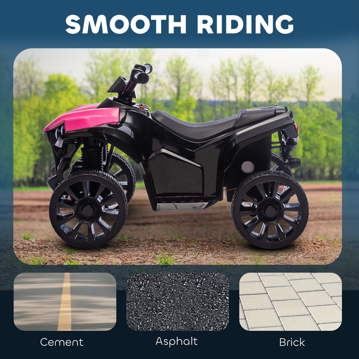 AIYAPLAY 6V Kids ATV, 4 Wheeler Electric Ride on Car with Music and LED Headlights, for Ages 3-6 Years Boys and Girls, Pink