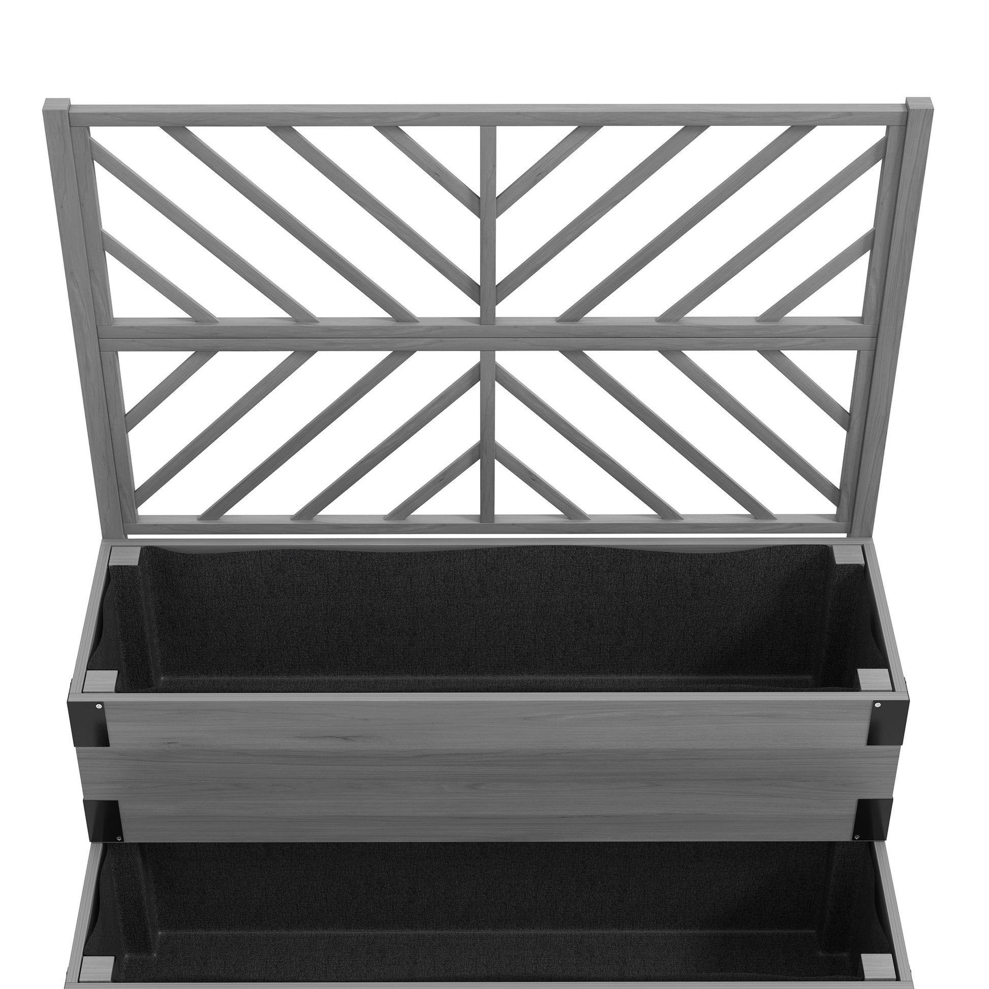 Outsunny Raised Garden Bed with Trellis, 2-Tier Wooden Elevated Planter Box  for Vegetables, Flowers, Herbs, Grey--ChewyGames-ChewyGames