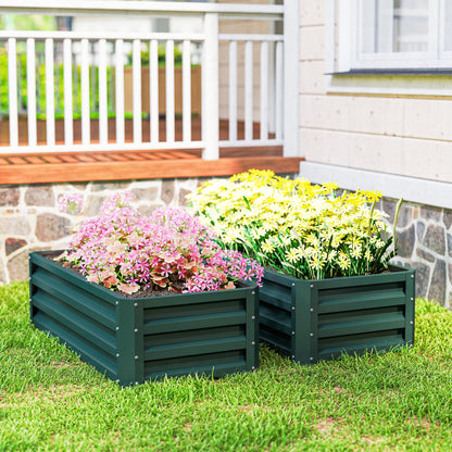 Outsunny Set of Two 110 x 65cm Steel Planter Boxes - Green