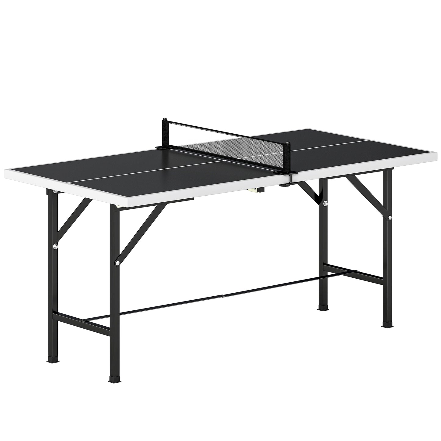 SPORTNOW 5ft Mid-Size Table Tennis Table, Ping Pong Table with Net, 2 Table Tennis Paddles and 3 Balls for Indoor Game, Black